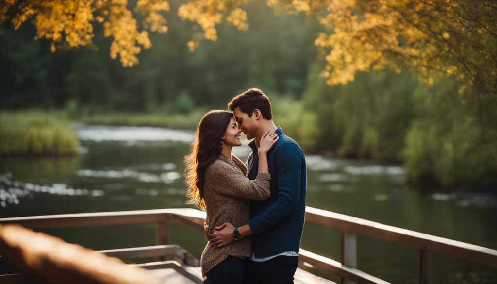 Romantic couple embracing